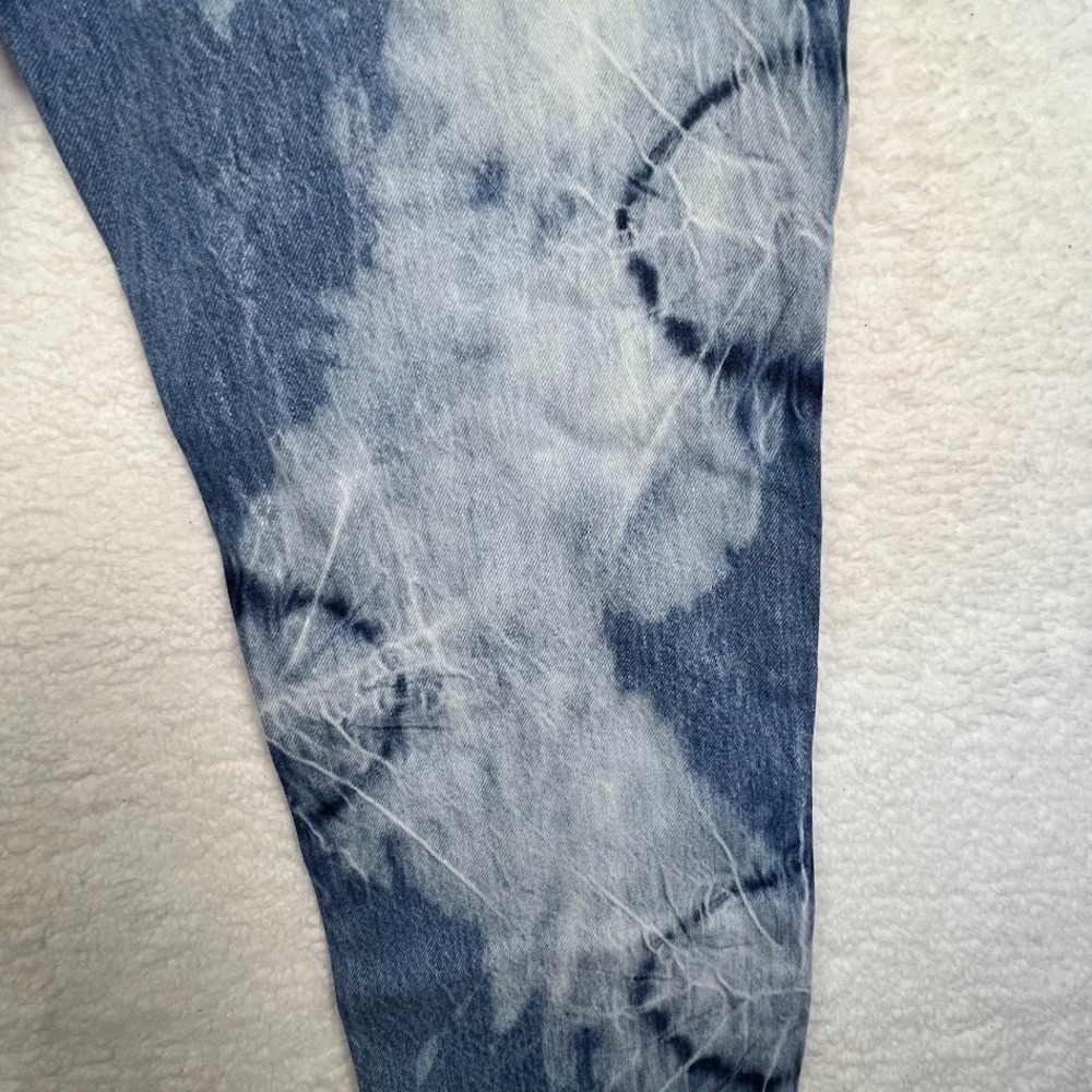 Juicy‎ Couture NWT Tie Dye Straight Leg Jeans 30 High Rise w Pink Logo Sash Y2K - Picture 8 of 12